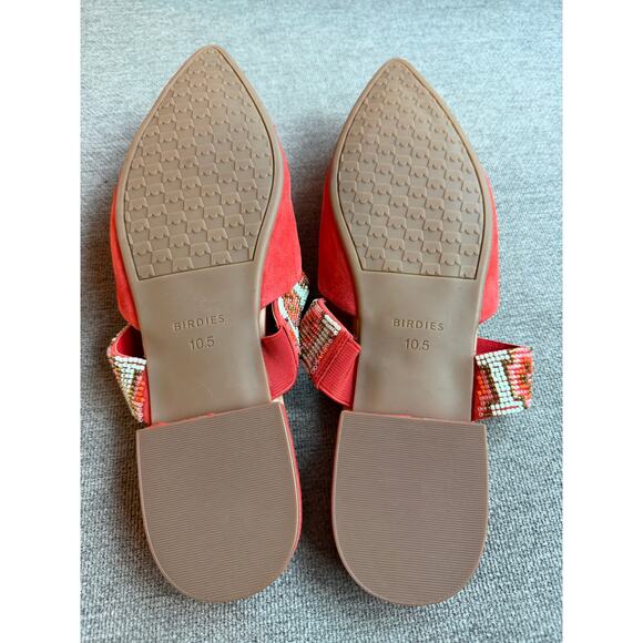 BIRDIES The Swan Flat Spice Cuff Slide Beaded Pointed Toe Suede Mule Sz 10.5 - Picture 10 of 11